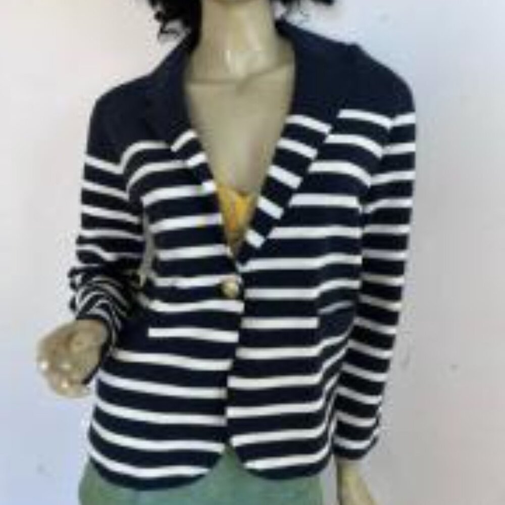 J Crew NWT Nany blue striped Sweater Jacket S